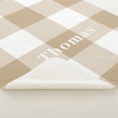 キャメルギンガムパターンモノグラム名 シェルパブランケット (3/4)