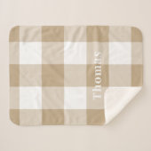 キャメルギンガムパターンモノグラム名 シェルパブランケット (正面(横))