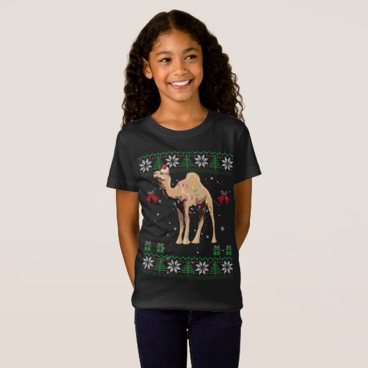 キャメルクリスマスセーターツリーズライトズオーナメント来 Tシャツ (正面フル)