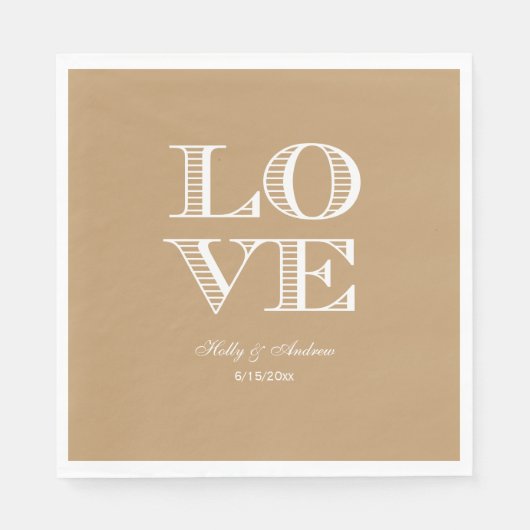 キャメルタン・ホワイト ラブ ナップキン スタンダードランチョンナプキン (正面)