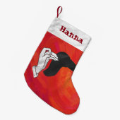 キャメルパーソナライズされたハンドシャドウ スモールクリスマスストッキング (正面 (吊り時))