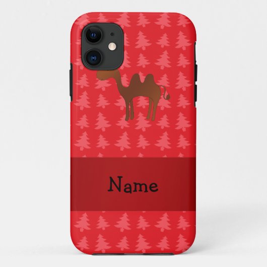 キャメルパーソナライズされた赤のクリスマスツリーの名前 Case-Mate iPhoneケース (裏面)