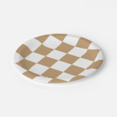 キャメルブラウン/白市松模様に ペーパープレート (アングル)