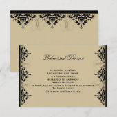 キャメロットゴールド with ブラックスクロールズ ウェディング リハーサル 招待状 (正面/裏面)