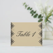 キャメロット金ゴールドと黒いスクロールテーブル番号 ポストカード (スタンド正面)