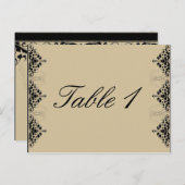 キャメロット金ゴールドと黒いスクロールテーブル番号 ポストカード (正面/裏面)