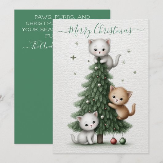 キャラクターの子猫のクリスマスカード シーズンカード (正面/裏面)