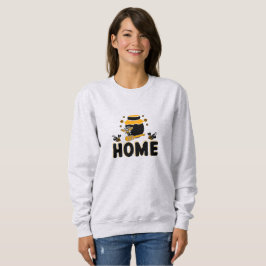 キャラクターの蜂と蜂蜜の瓶の"HOME"Tシャツ スウェットシャツ