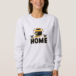 キャラクターの蜂と蜂蜜の瓶の"HOME"Tシャツ スウェットシャツ