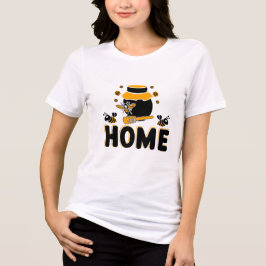キャラクターの蜂と蜂蜜の瓶の"HOME"Tシャツ トライブレンドTシャツ