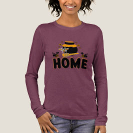 キャラクターの蜂と蜂蜜の瓶の"HOME"Tシャツ トライブレンドTシャツ