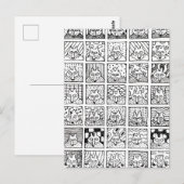 キャラクターフォックス顔四角描画 ポストカード (正面/裏面)