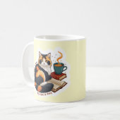 キャラクター入り カリコ猫の読書マグカップ(名入れ可) コーヒーマグカップ (正面左)