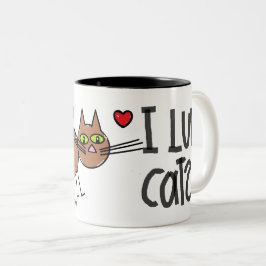 キャラクター猫のマグカップ I LOVE CATS CARTOON CAT MUG ツートーンマグカップ