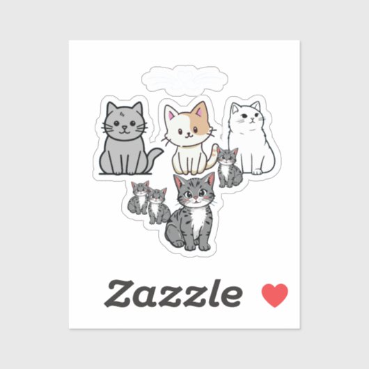キャラクター猫 シール (シート)