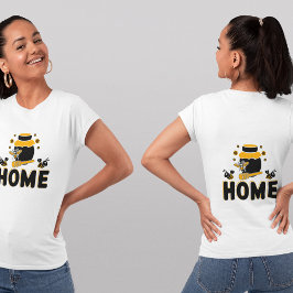 キャラクター蜂と蜂蜜瓶の"HOME"Tシャツ Tシャツ