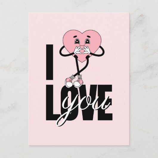 キャラクター魅力的ハートバレンタインはがき ポストカード (正面)