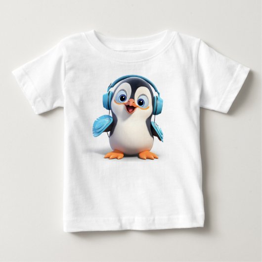 キャラクター ペンギン 子供用 極細ジャージーTシャツ ベビーTシャツ (正面)