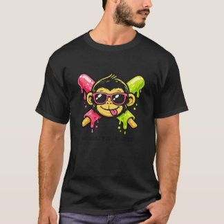 キャラクター モンキー サングラス 野球 動物 面白い Tシャツ