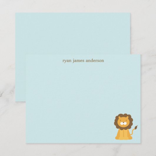 キャラクター ライオンのカスタマイズ サンクス ノート カード (正面/裏面)