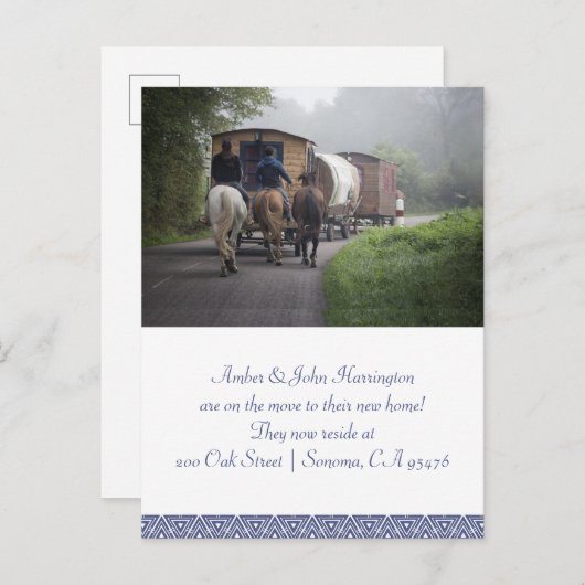 キャラバンと馬のライダーが発表を移動 案内ポストカード (正面/裏面)