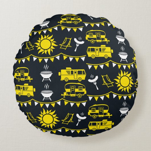 キャラバンキャンピングデコール ラウンドクッション (正面)