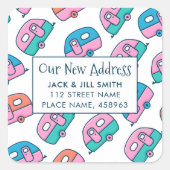 キャラバンパターンの移動発表 スクエアシール (正面)