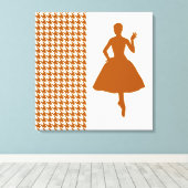 キャラメモダンル千鳥格子の(シルエット付き) キャンバスプリント (インサイチュ (ウッドフロア))