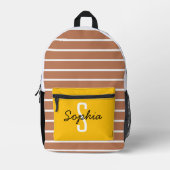 キャラメルと白ストライプ色のはっきりしたポケット プリントバックパック (正面)