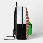キャラメルと白ストライプ色のポケット付き プリントバックパック (左)