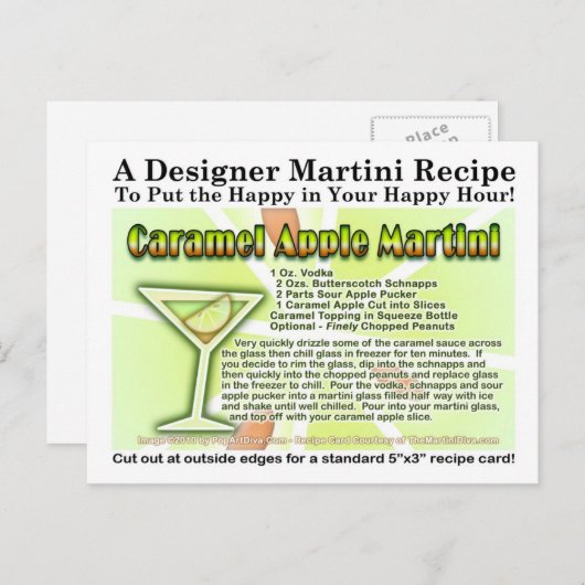 キャラメルアップルキャンディマルティーニレシピカードポストカード ポストカード (正面/裏面)