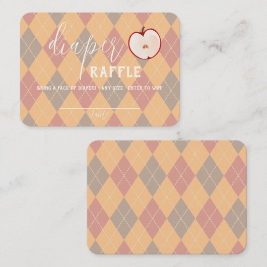 キャラメルアップル – 赤ベビーおむつラッフルインサート プレイスカード (正面/裏面)