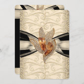 キャラメルエレガントクリームブラック金ゴールドアンバー2 招待状 (正面/裏面)