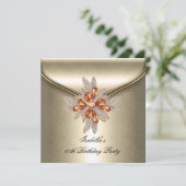 キャラメルエレガントベージュアンバーバースデーパーティー 招待状 (スタンド正面)