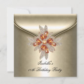 キャラメルエレガントベージュアンバーバースデーパーティー 招待状 (正面)