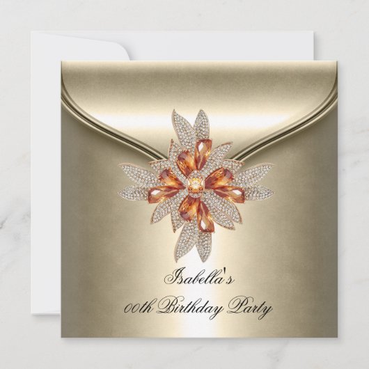 キャラメルエレガントベージュアンバーバースデーパーティー 招待状 (正面)