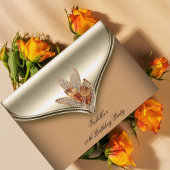 キャラメルエレガントベージュ金ゴールド誕生日会 招待状