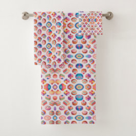 キャラメルフローラカラフルパタパーソナライズされたーン バスタオルセット