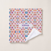 キャラメルフローラカラフルパタパーソナライズされたーン バスタオルセット (ウォッシュタオル)