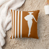 キャラメルモダンストライプファッションシルエット クッション (ブランケット)