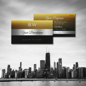 キャラメルモダンブラックシルバーデコールとモノグラム 名刺