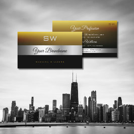 キャラメルモダンブラックシルバーデコールとモノグラム 名刺