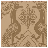 キャラメル中世の牡丹と竜 ファブリック (クローズアップ)