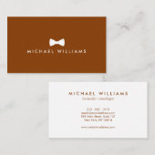 キャラメル素朴ブラウンに洗練されたメンズボウタイロゴ 名刺 (正面/裏面)