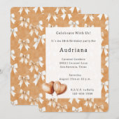 キャラメル クリーム ハート 風船 リボン キャラメル 誕生日 招待状 (正面/裏面)