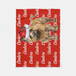 キャラン・テリア犬のクリスマスパターン（の模様が）ある付き フリースブランケット