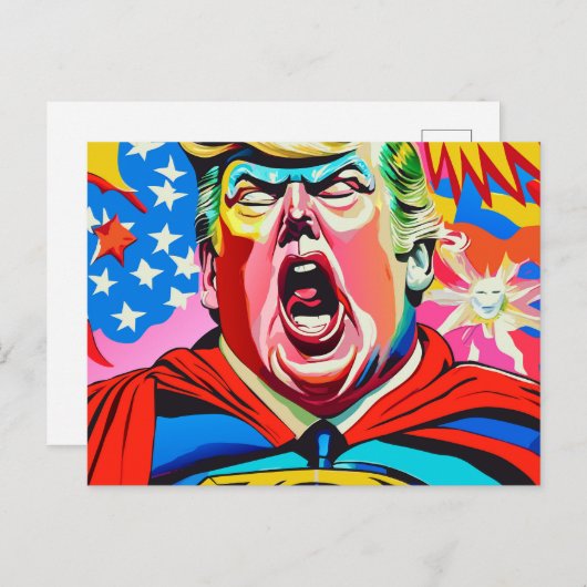 キャリおもしろいカチャースーパーヒーロードナルドトランプポートレート ポストカード (正面/裏面)