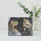 キャリの視線を追う亀絵画の猫の芸術 ポストカード (スタンド正面)