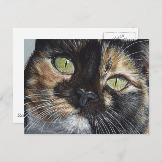 キャリの視線を追う亀絵画の猫の芸術 ポストカード (正面/裏面)