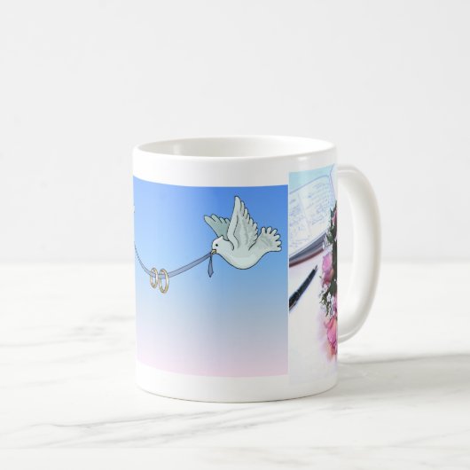 キャリアの鳩及び結婚式の記号の好意のマグ(1) コーヒーマグカップ (正面右)